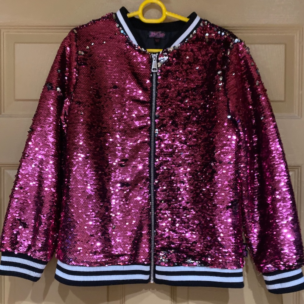 Jojo Siwa/Jojo's Closet Pink/Silver Sequined Jacket size XL 14-16